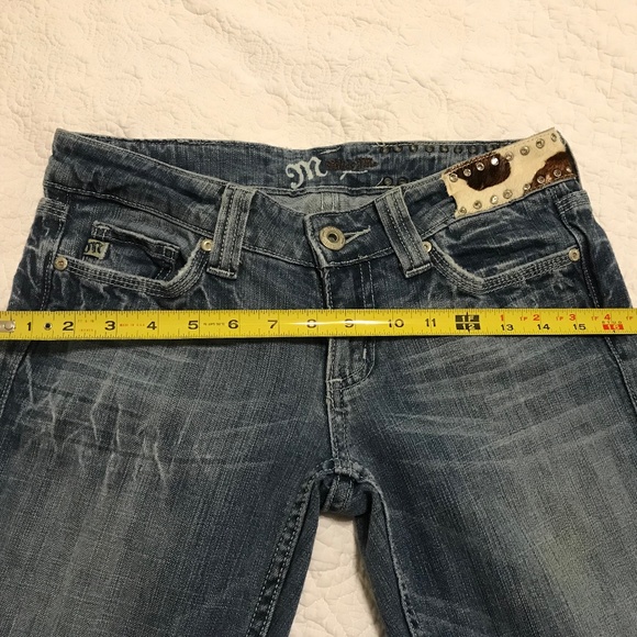 Miss Me Special Edition cowhide rhinestone bootcut 5 pocket blue jeans (size 28) - Picture 8 of 16